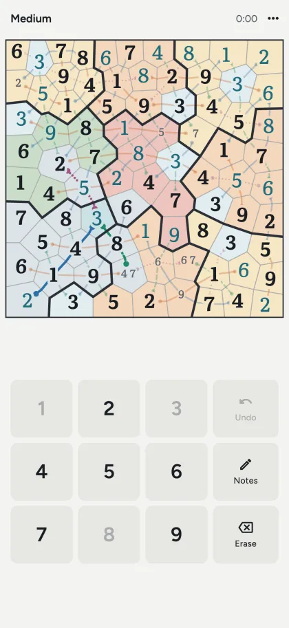 A Classic puzzle with colored lines and pencil marks